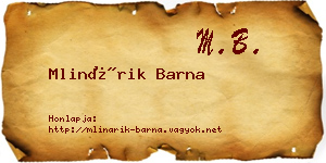 Mlinárik Barna névjegykártya